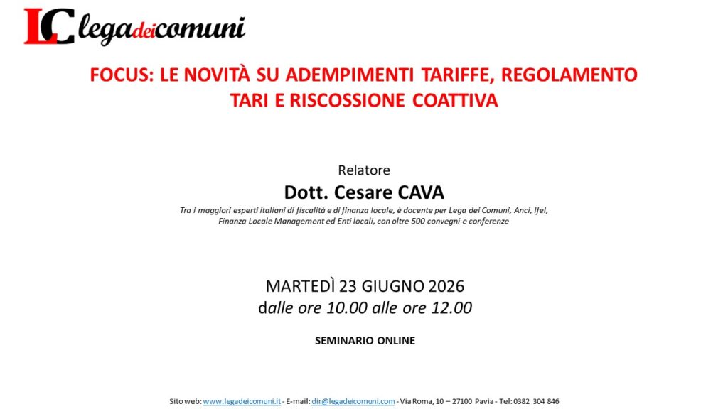Focus: le novità su adempimenti tariffe, regolamento tari e riscossione coattiva