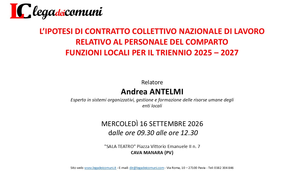 2026-09-16 – L’ipotesi di contratto collettivo nazionale di lavoro relativo al personale del comparto funzioni locali per il triennio 2025 – 2027